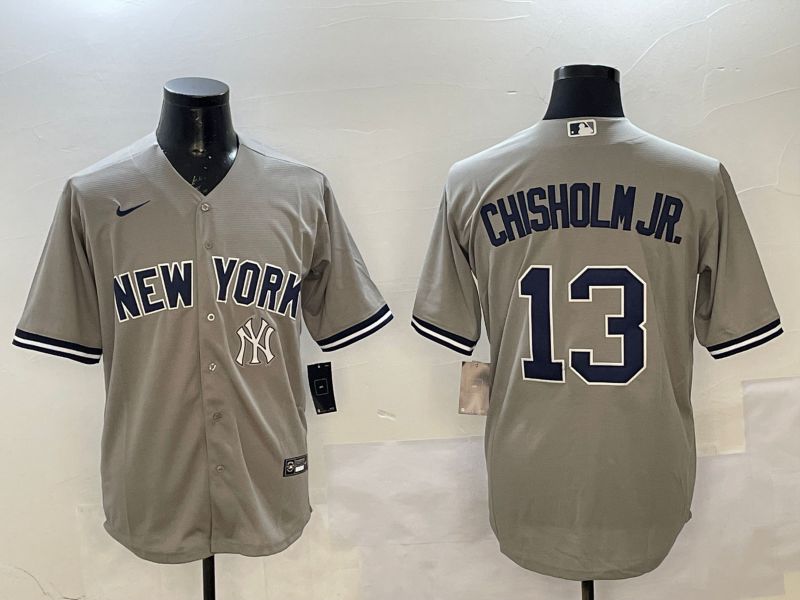 Men New York Yankees #13 Chisholm jr Grey Game 2025 Nike MLB Jersey style 4->new york yankees->MLB Jersey